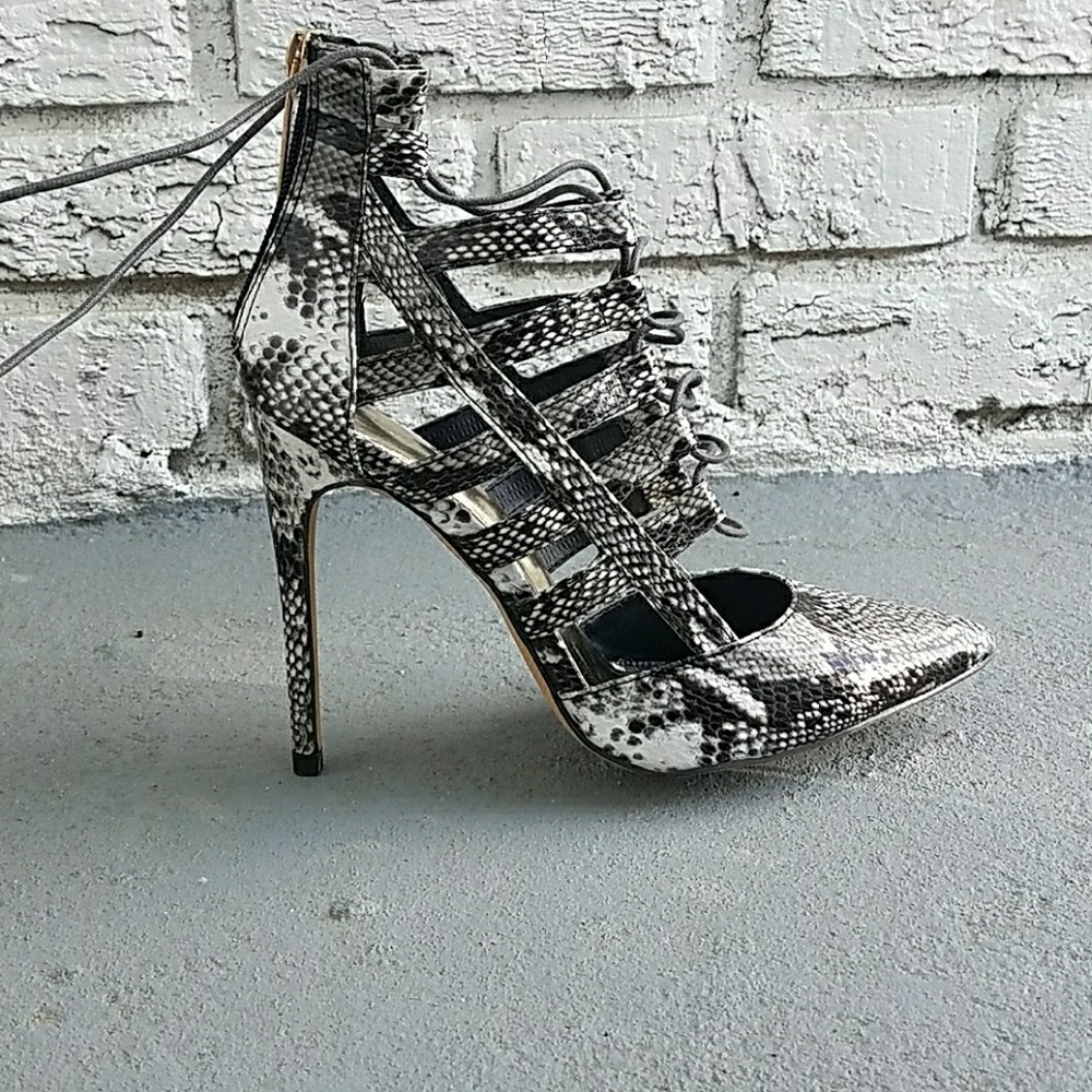 Snake Skin / Python Tie Up Ankle Booties